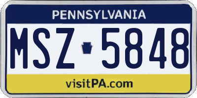 PA license plate MSZ5848