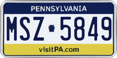 PA license plate MSZ5849