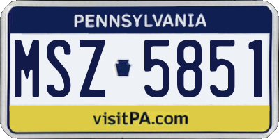 PA license plate MSZ5851