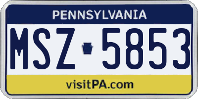PA license plate MSZ5853