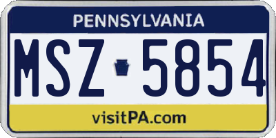 PA license plate MSZ5854