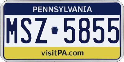 PA license plate MSZ5855