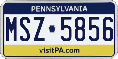 PA license plate MSZ5856