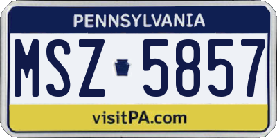 PA license plate MSZ5857