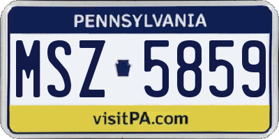 PA license plate MSZ5859