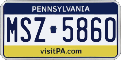 PA license plate MSZ5860