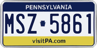 PA license plate MSZ5861