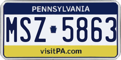 PA license plate MSZ5863