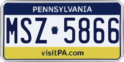 PA license plate MSZ5866