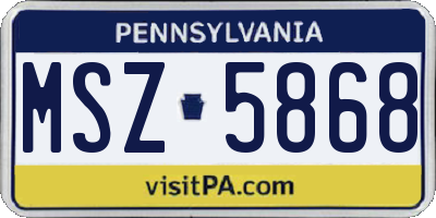 PA license plate MSZ5868