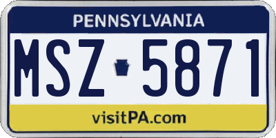 PA license plate MSZ5871