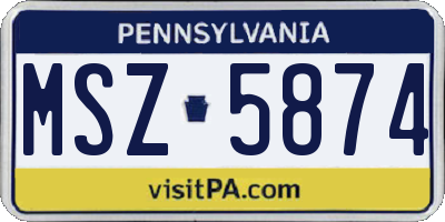 PA license plate MSZ5874