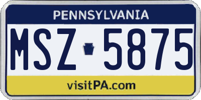 PA license plate MSZ5875