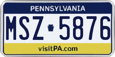 PA license plate MSZ5876