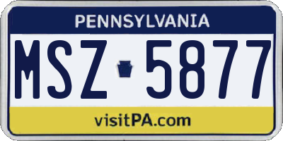 PA license plate MSZ5877