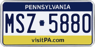 PA license plate MSZ5880