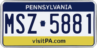 PA license plate MSZ5881