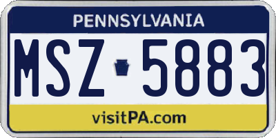PA license plate MSZ5883