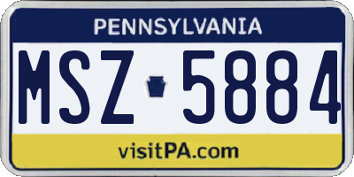 PA license plate MSZ5884