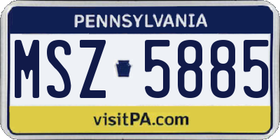 PA license plate MSZ5885