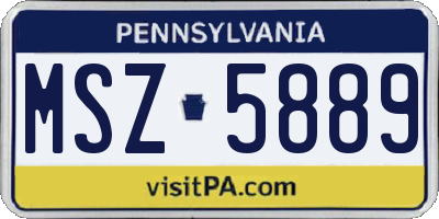 PA license plate MSZ5889