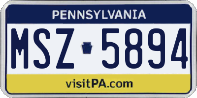 PA license plate MSZ5894