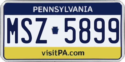 PA license plate MSZ5899