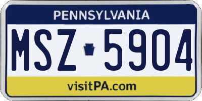 PA license plate MSZ5904