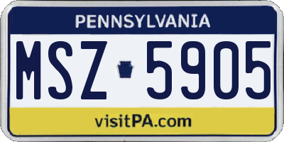 PA license plate MSZ5905