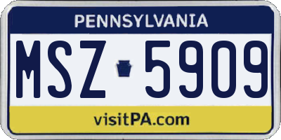 PA license plate MSZ5909