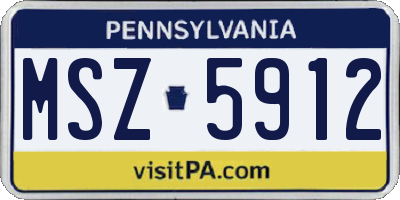 PA license plate MSZ5912