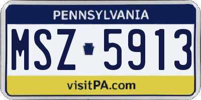 PA license plate MSZ5913