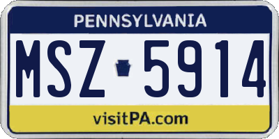 PA license plate MSZ5914