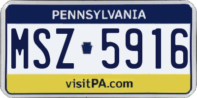 PA license plate MSZ5916