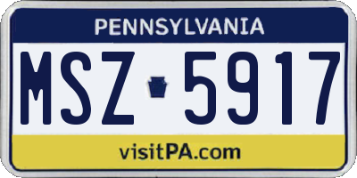 PA license plate MSZ5917