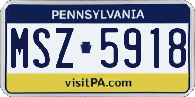 PA license plate MSZ5918