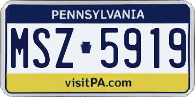 PA license plate MSZ5919