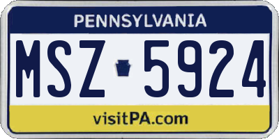 PA license plate MSZ5924