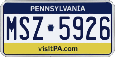 PA license plate MSZ5926