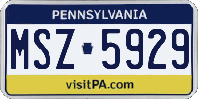 PA license plate MSZ5929