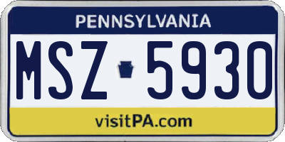 PA license plate MSZ5930