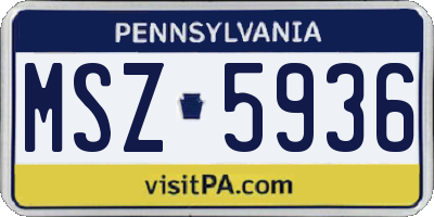PA license plate MSZ5936