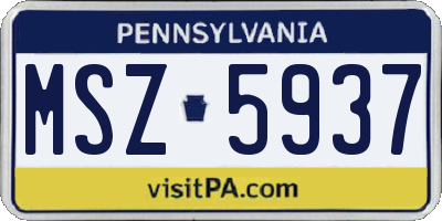 PA license plate MSZ5937