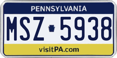 PA license plate MSZ5938