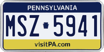PA license plate MSZ5941