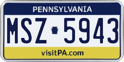 PA license plate MSZ5943