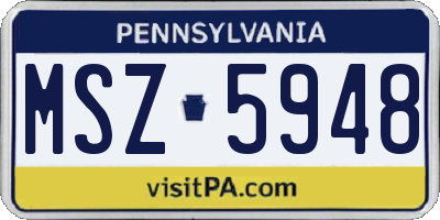 PA license plate MSZ5948
