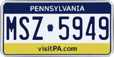 PA license plate MSZ5949