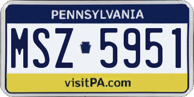 PA license plate MSZ5951