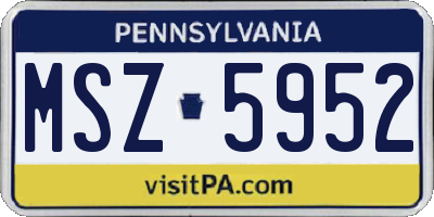 PA license plate MSZ5952